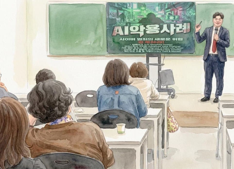 시니어 AI 강의 현장 (AI 수채화로 변환)