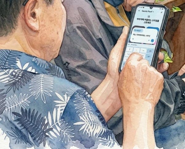 시니어 AI 강의 현장 (AI 수채화로 변환)