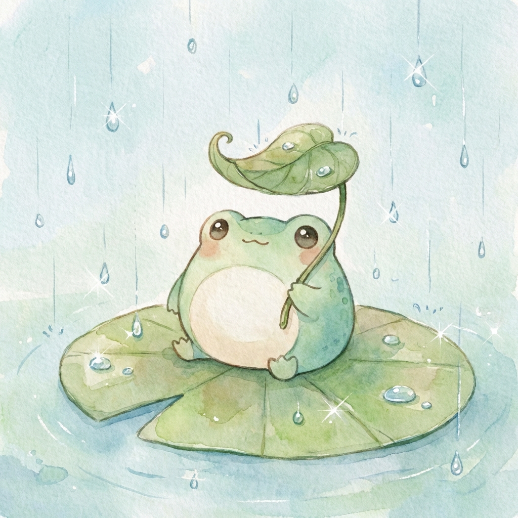 개구리 우산 이미지