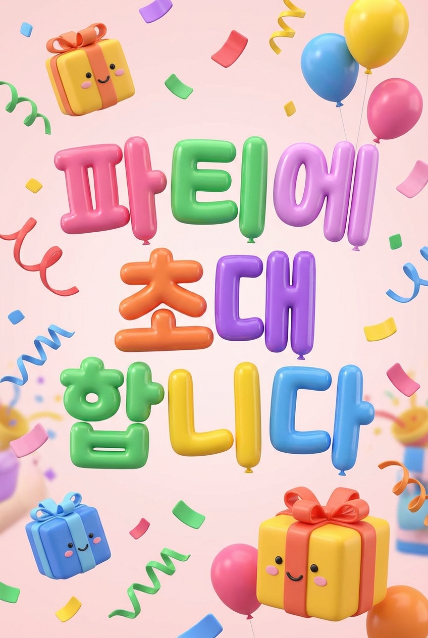 3D 파티 초대 포스터