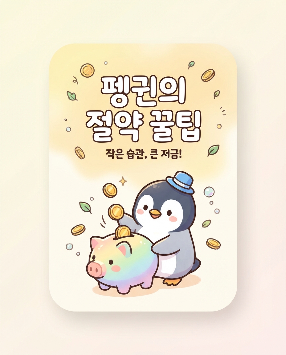 펭귄 절약 카드뉴스 배경